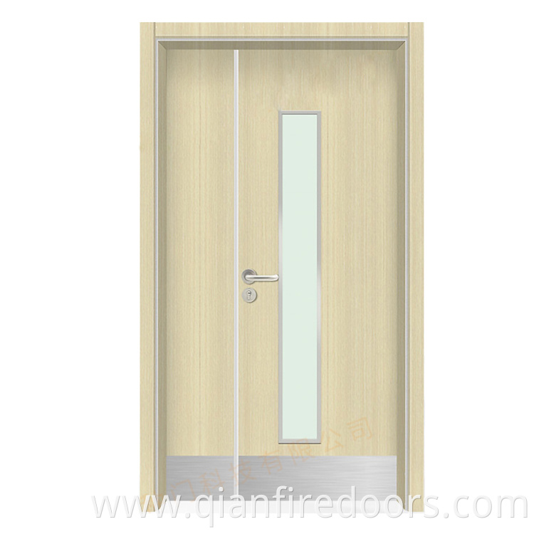double Hospital office doors laminated design wood pvc glazing front glass door